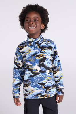 Pursuit Printed Kids Half-Zip Fleece - Corn Blue
