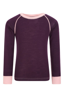 Merino II Kids Round Neck Baselayer Top - Berry