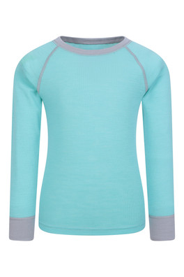 Merino II Kids Round Neck Baselayer Top - Mint