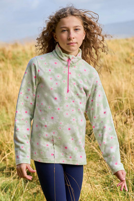 Endeavour Kids Printed Half-Zip Fleece - Pale Green