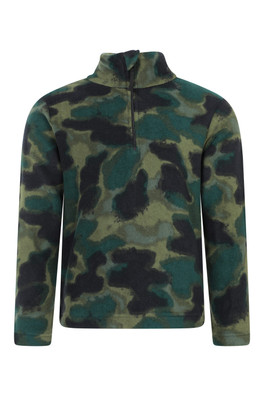 Pursuit Printed Kids Half-Zip Fleece - Pale Green