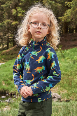 Pursuit Printed Kids Half-Zip Fleece - Dark Blue