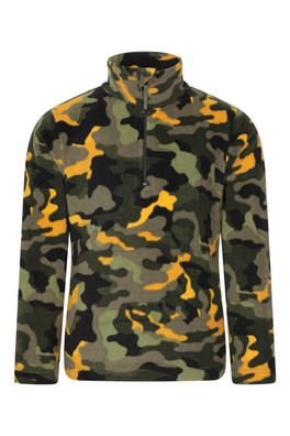 Pursuit Printed Kids Half-Zip Fleece - Bright Green