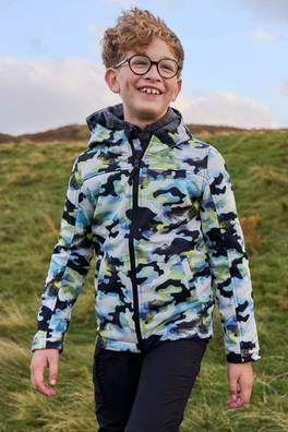 Exodus Kids Printed Water Resistant Softshell Jacket - Charcoal