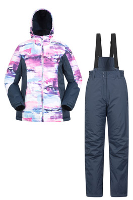 Printed Womens Ski Jacket and Pants Set - Pink