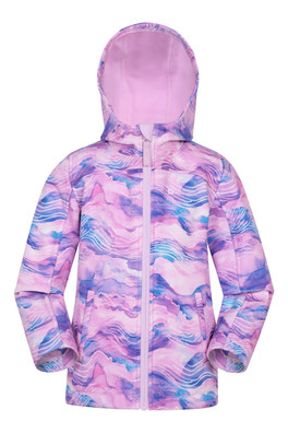 Exodus Kids Printed Water Resistant Softshell Jacket - Dark Purple