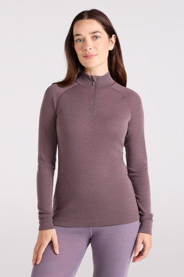 Merino Womens Zip-Neck Thermal Top II - Brown