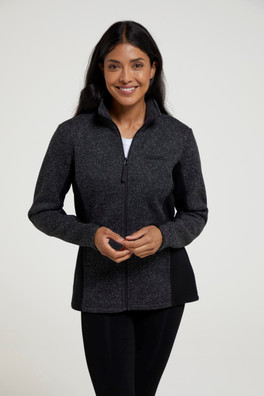 Idris Womens Panelled Fleece Jacket - Jet Black