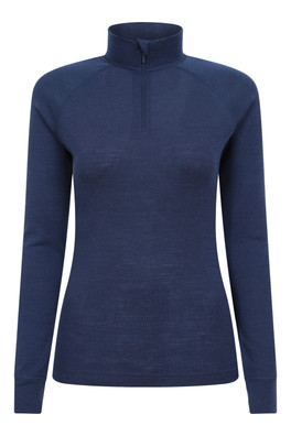 Merino Womens Zip-Neck Thermal Top II - Navy
