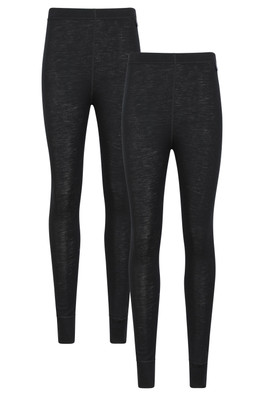 Merino Womens Baselayer Pants 2-Pack - Black