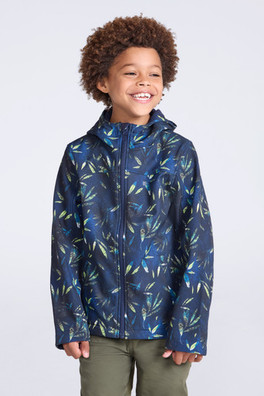 Exodus Kids Printed Water Resistant Softshell Jacket - Petrol