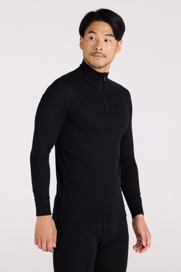 Merino II Mens Zip Neck Base Layer Top - Black