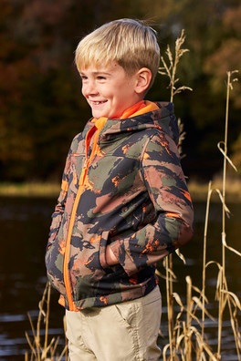 Exodus Kids Printed Water Resistant Softshell Jacket - Dark Khaki