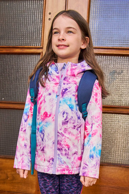 Exodus Kids Printed Water Resistant Softshell Jacket - Dark Pink