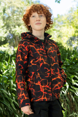 Exodus Kids Printed Water Resistant Softshell Jacket - Rust