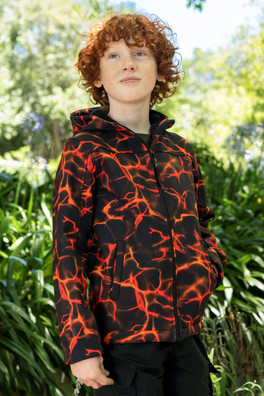 Exodus Kids Printed Water Resistant Softshell Jacket - Rust