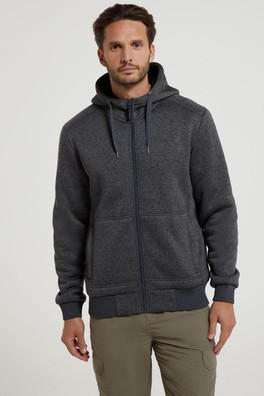 Nevis II Mens Fur Lined Hoodie - Black