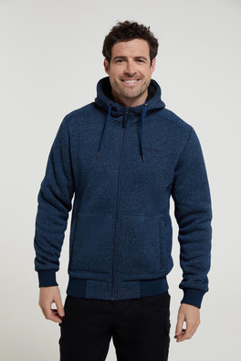 Nevis II Mens Fur Lined Hoodie - Dark Blue
