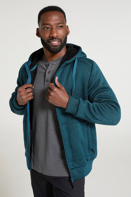 Nevis II Mens Fur Lined Hoodie - Indigo