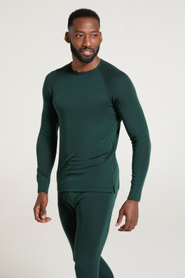 Merino Mens Baselayer Top - Dark Green