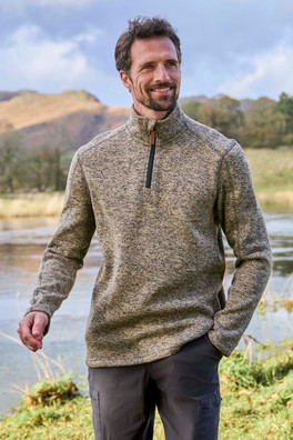 Idris II Mens Half-Zip Fleece - Beige