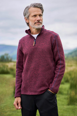 Idris II Mens Half-Zip Fleece - Dark Red