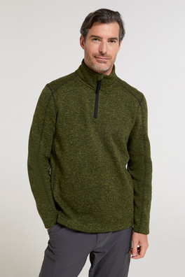 Idris II Mens Half-Zip Fleece - Dark Khaki