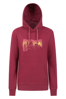 Ombre Mountains Womens Hoodie - Burgundy