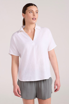 Breeze II Womens Linen Shirt - White