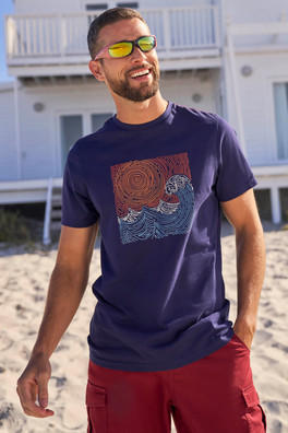 Tidal Wave Mens T-Shirt - Navy