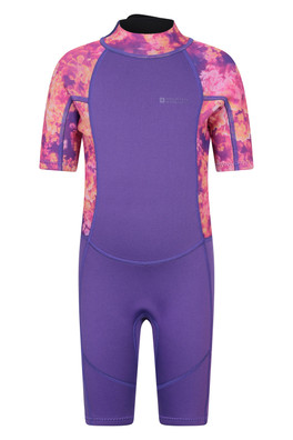 Kids Printed Shorty Wetsuit - Coral