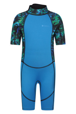 Kids Printed Shorty Wetsuit - Bright Green