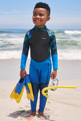Printed Kids Full Wetsuit - Bright Green