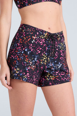 Aurora Womens Printed Mini Boardshort - Jet Black