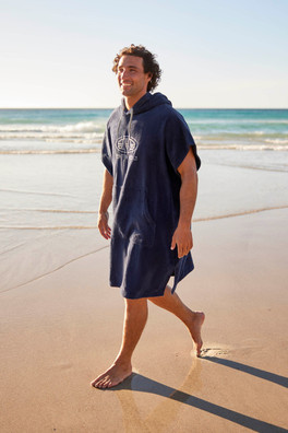 Jacob Mens Towelling Poncho - Dark Blue
