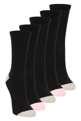 Womens Everyday Mid-Calf Socks with Odour Control 5-Pack - Jet Black
