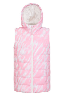 Kids Water Resistant Hooded Gilet - Soft Pink