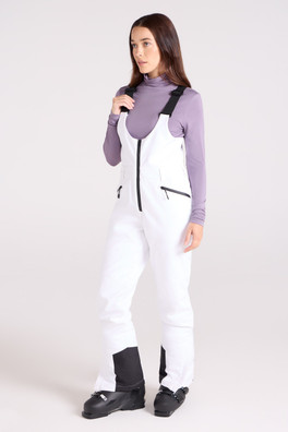 Bib Front Womens Thermal Lined Ski Pants - White