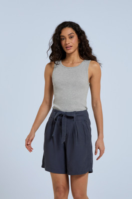 Loren Womens Paper Bag Shorts - Navy