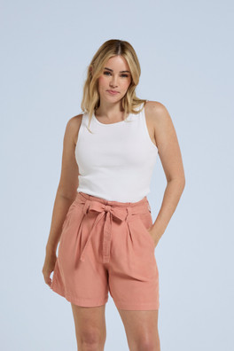 Loren Womens Paper Bag Shorts - Pink