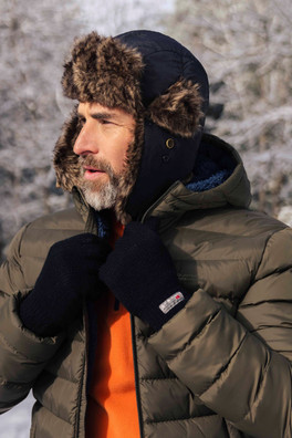 Mens Furry Trapper Hat - Charcoal