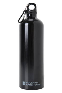 1L Metallic Water Bottle With Karabiner - Black