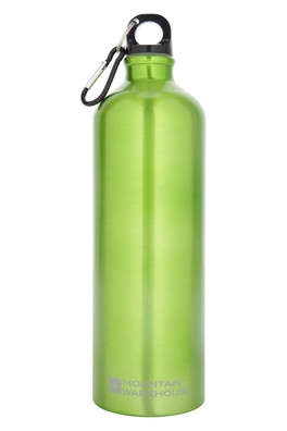 1L Metallic Water Bottle With Karabiner - Khaki