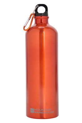 1L Metallic Water Bottle With Karabiner - Orange