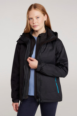 Bracken Extreme Womens 3 in 1 Waterproof Jacket - Jet Black
