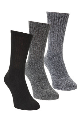 Outdoor Mens Mid-Calf Walking Socks 3-Pack - Black