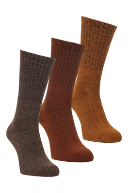 Outdoor Mens Mid-Calf Walking Socks 3-Pack - Brown