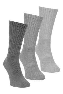 Outdoor Mens Mid-Calf Walking Socks 3-Pack - Grey