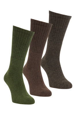 Outdoor Mens Mid-Calf Walking Socks 3-Pack - Khaki
