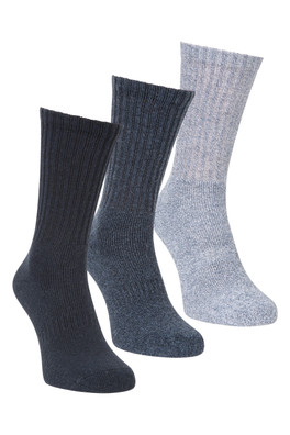 Outdoor Mens Mid-Calf Walking Socks 3-Pack - Navy